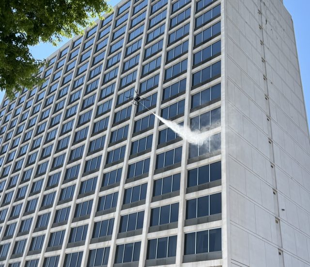 commercial exterior cleaning service with drone