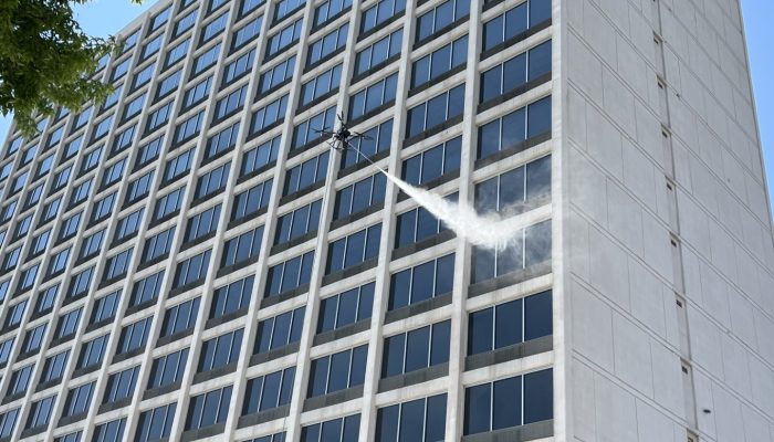 commercial exterior cleaning service with drone